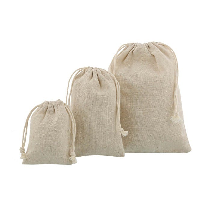 linen mini drawstring bags